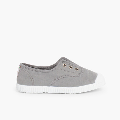 Scarpe Tela Punta Gomma Senza Lacci Grigio