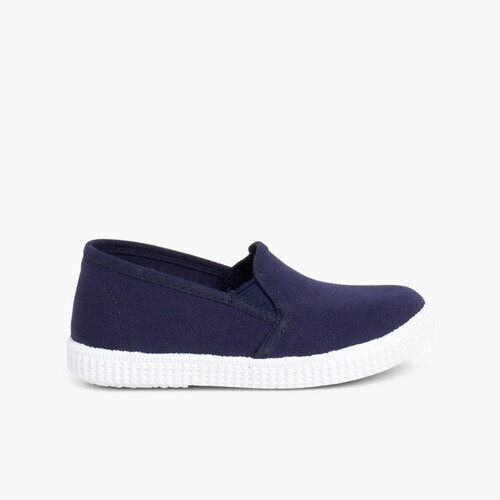 Scarpe Tela con Elastico Suola di gomma bianca Blu