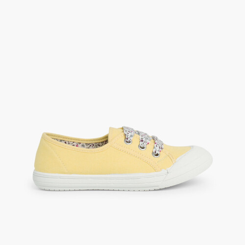 Scarpe tela punta gomma lacci  Giallo