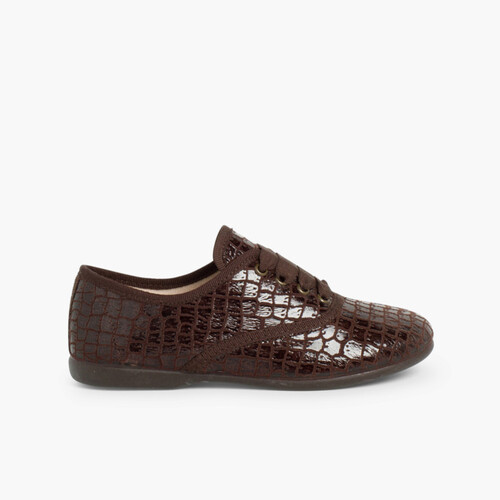 Scarpe Blucher Donna e Bambina stampa Cocco Marrone