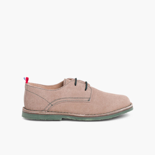 Scarpe Blucher scamosciate suola e lacci colorati Beige