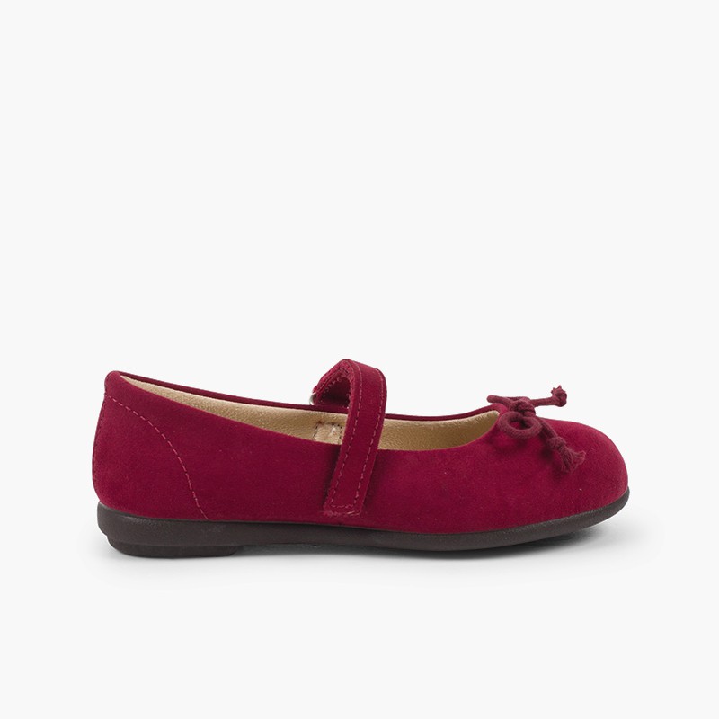Ballerine con chiusura a strappo e fiocco tipo scarpe con cinturino Bordeaux