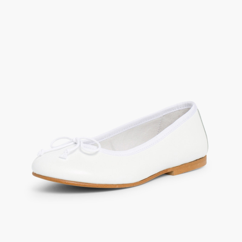 Ballerine Bambina Pelle Comunione Bianco