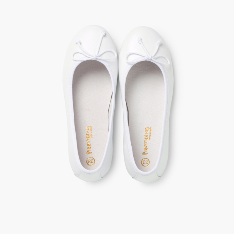 Ballerine Bambina Pelle Comunione Bianco