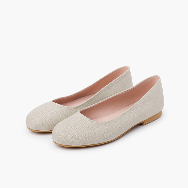 Ballerine Cerimonia di Lino Bambina e Donna Beige