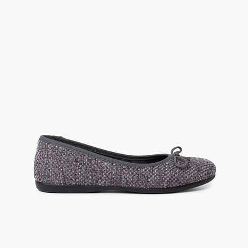 Ballerine Bambina Tweed con Fiocco Grigio