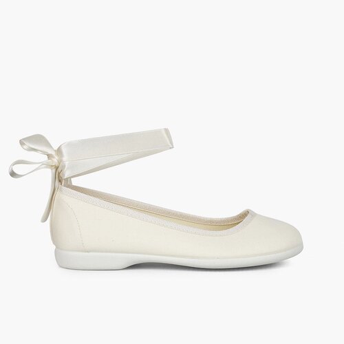 Ballerine cristallo bracciale e nastri in raso Ecru