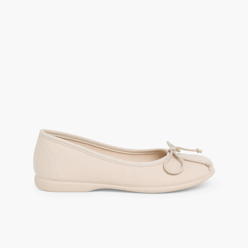 Ballerine Bambina Tela Laccetto  Sabbia