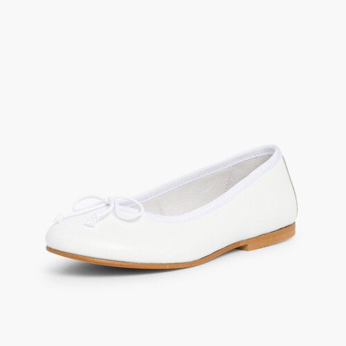 Ballerine Bambina Pelle Comunione Bianco