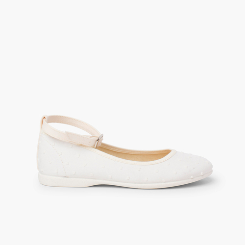 Ballerine bambina cinturino plumeti Beige