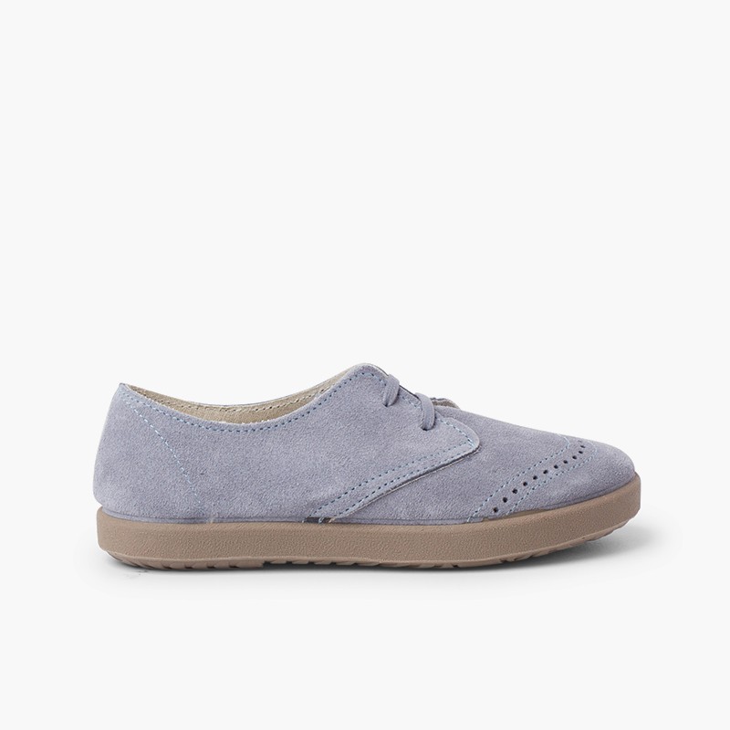 Scarpe blucher scamosciate impuntura punta Azzurro