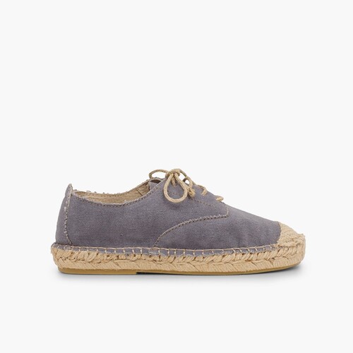 Scarpe Blucher punta e lacci iuta Grigio