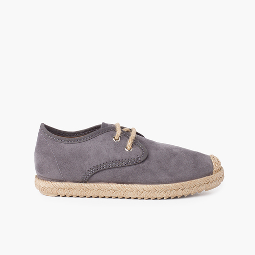 Blucher Effetto Scamosciato Punta e Lacci in Iuta Grigio