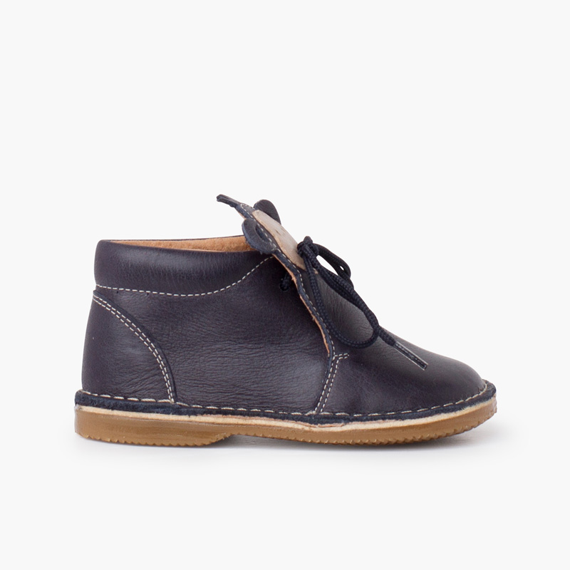  Stivaletti in pelle con lacci a faccia di scimmia Blu