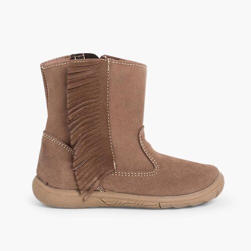 Stivali bambine scamosciati con frange Taupe