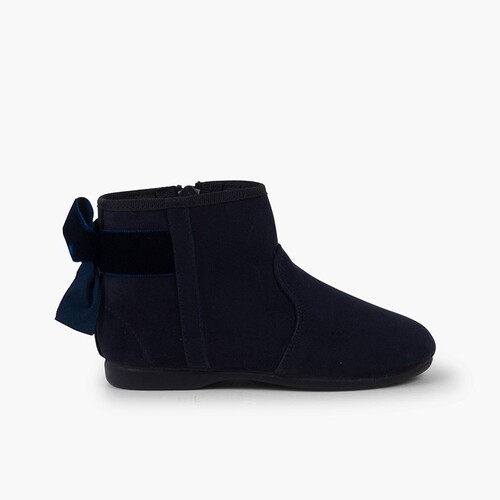 Stivaletti con fiocco velluto e cerniera  Blu