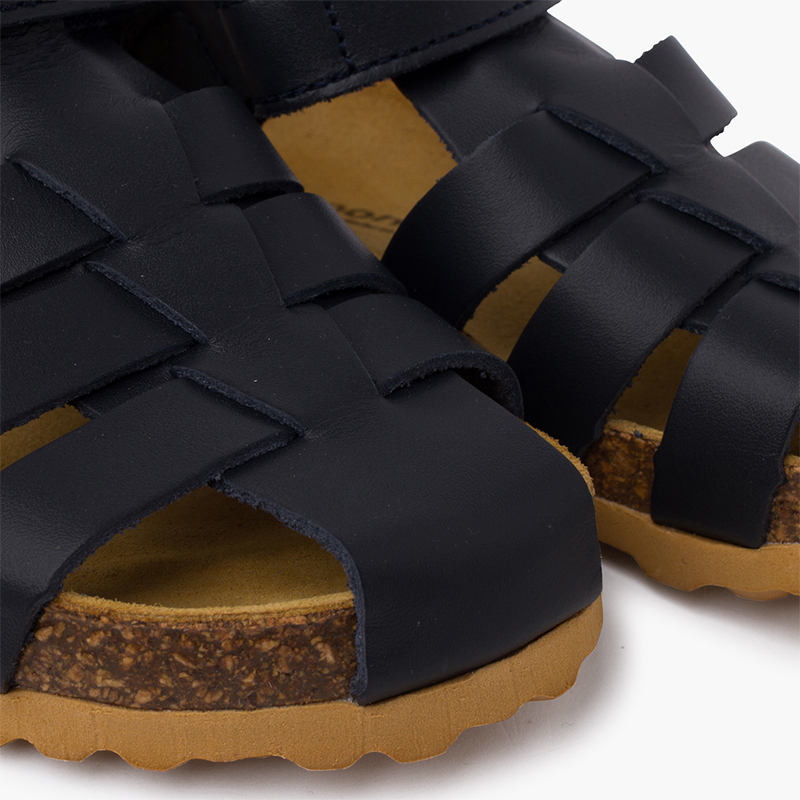 Pisamonas Sandali Pelle Suola Bio Bambino Misurare 28 Colore Blu