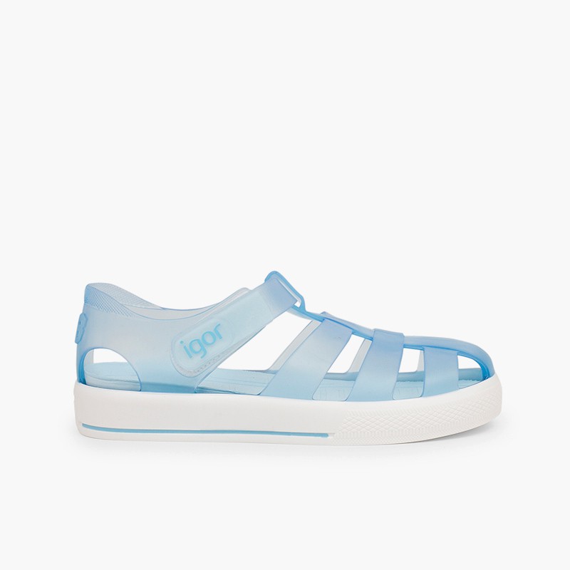 Sandali ragnetti con chiusura a strappo tipo scarpe da tennis Cielo Blu