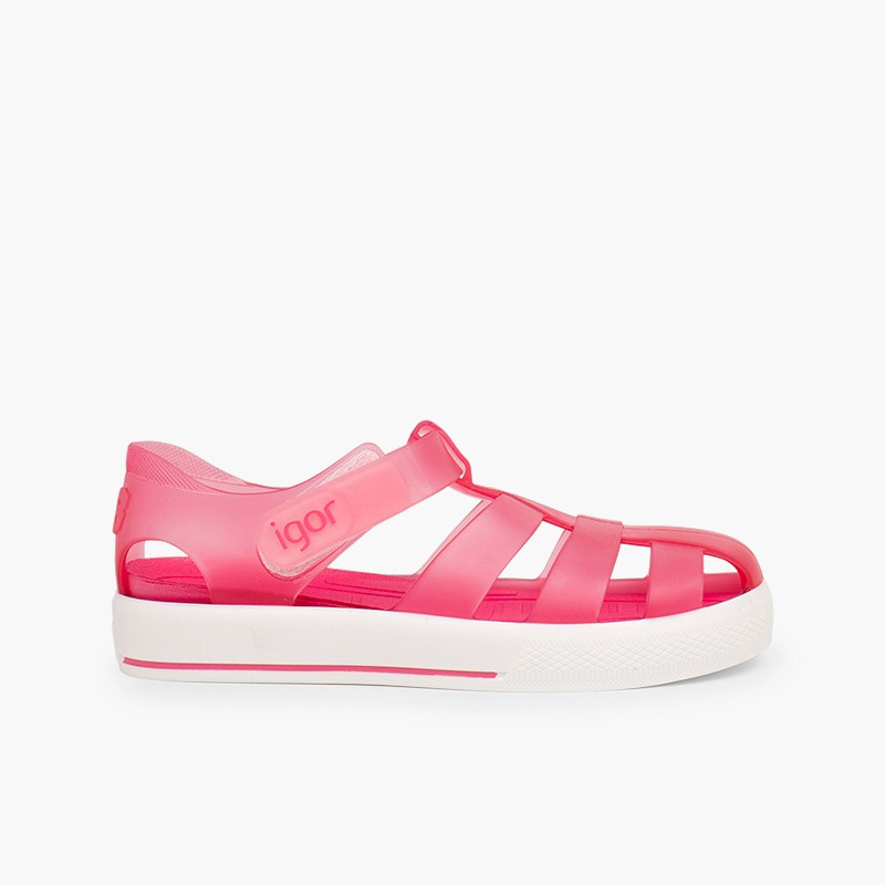 Sandali ragnetti con chiusura a strappo tipo scarpe da tennis Fucsia
