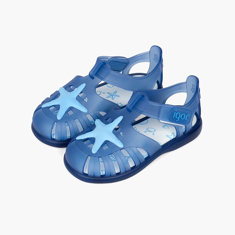 Sandali ragnetto chiusura a strappo con stella marina Blu