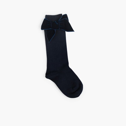 Calzini bambini con fiocco velluto  Blu