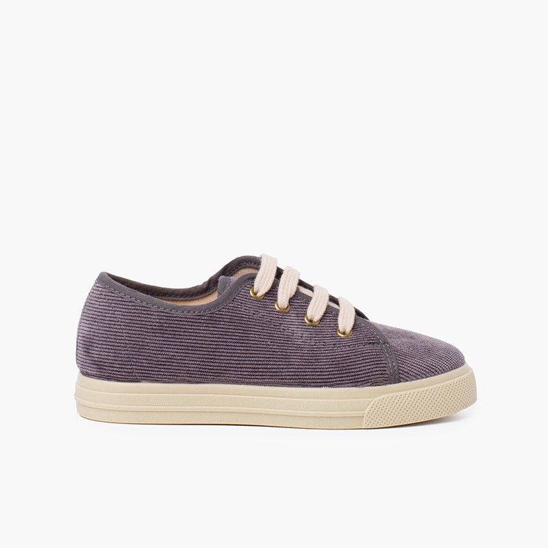 Sneakers in velluto a coste con suola larga