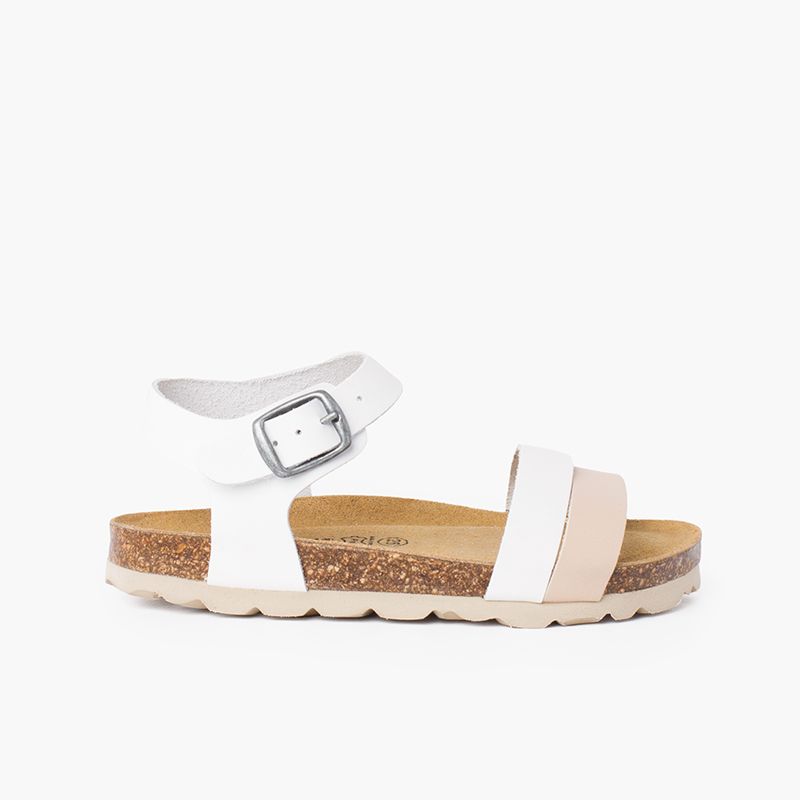 Sandali con cinturino bicolore con suola bio ergonomica