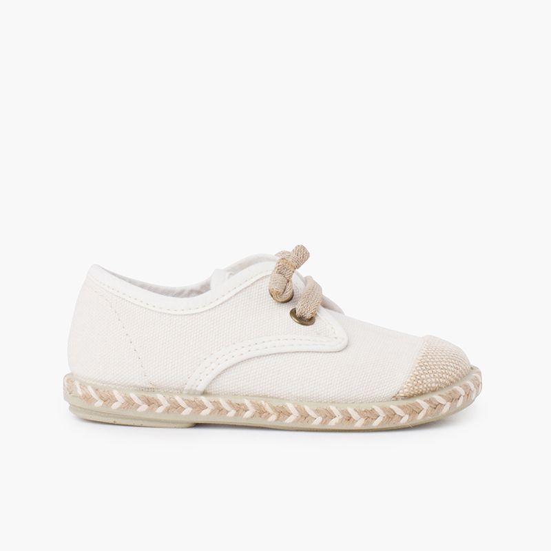 Blucher per bambini con punta in iuta e lacci elastici