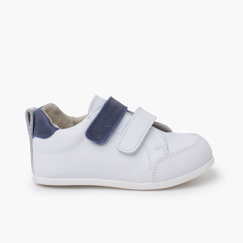 Sneakers in pelle con doppia chiusura a strappo colori