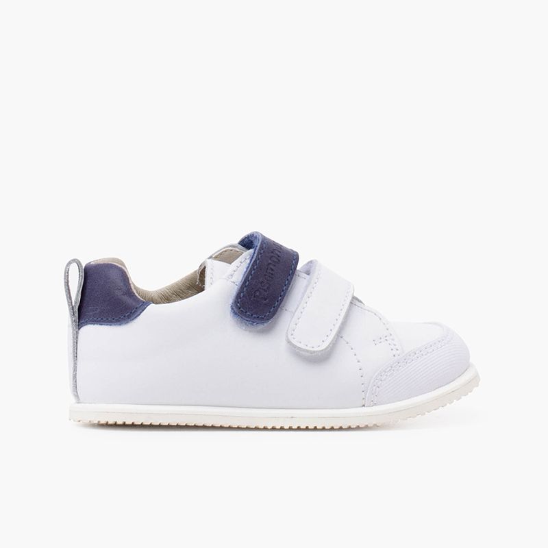 Sneakers in pelle con doppia chiusura a strappo colori