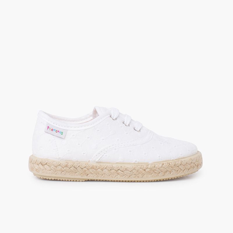 Sneakers tipo Espadrillas in tessuto svizzero ricamato