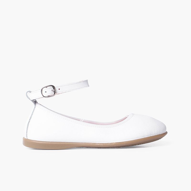 Ballerine in pelle elasticizzata con chiusura a bracciale