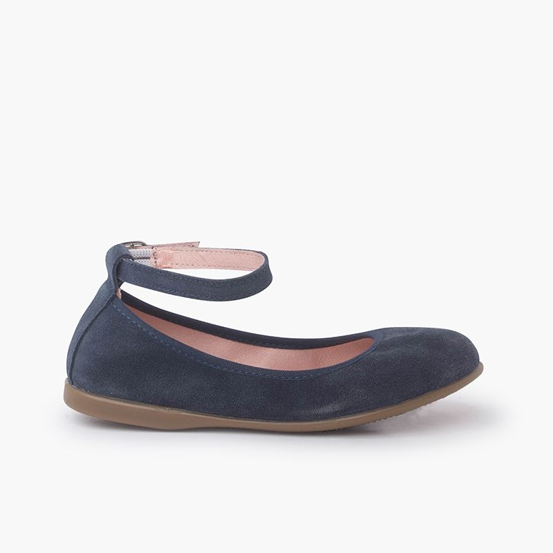 Ballerine flessibili in scamosciato con cinturino