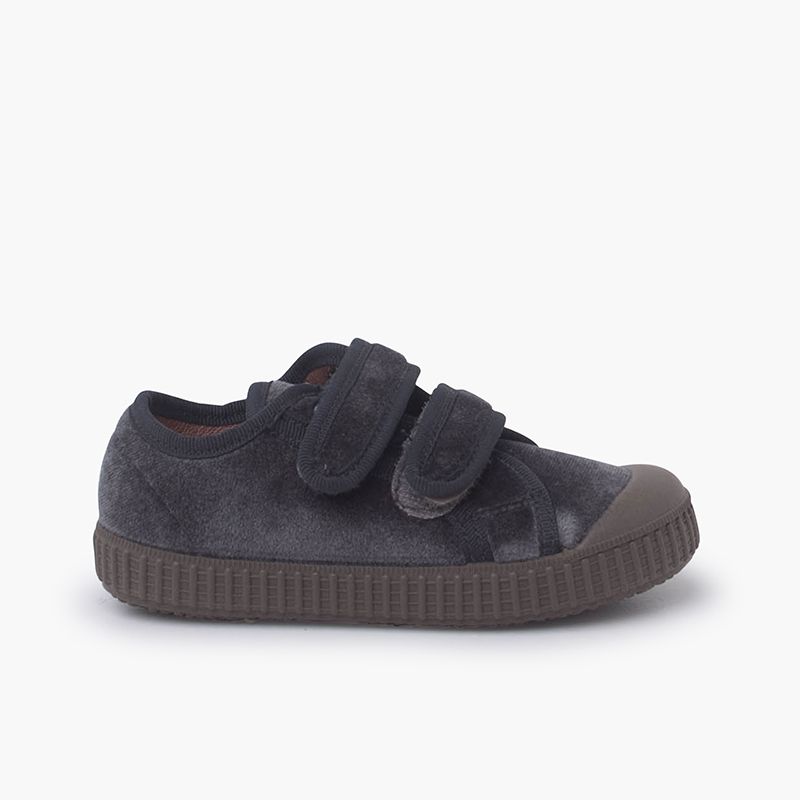 Sneakers in velluto doppia chiusura adesiva