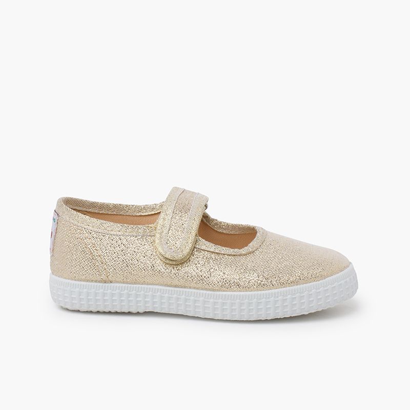 Ballerine con cinturino glitter chiusura a strappo