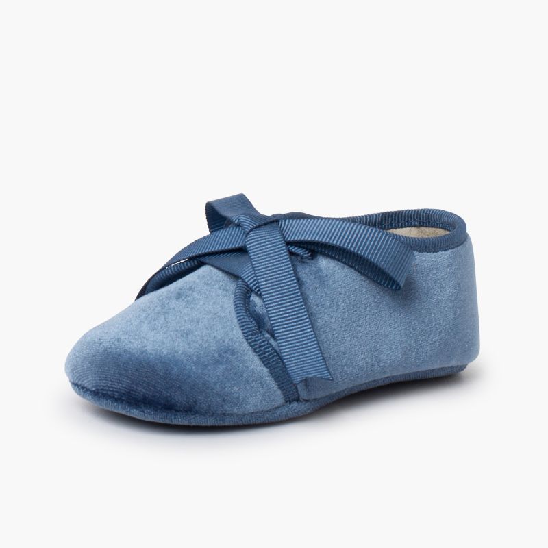 Scarpe velluto stile blucher nastri faya