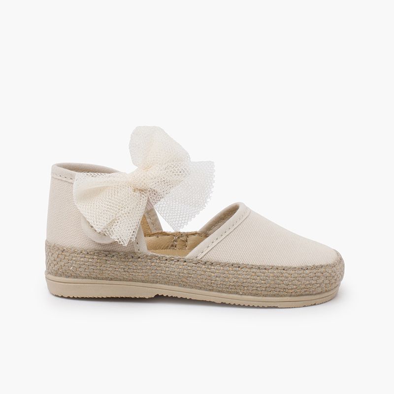 Espadrillas bebè suola sottile fiocco in tulle