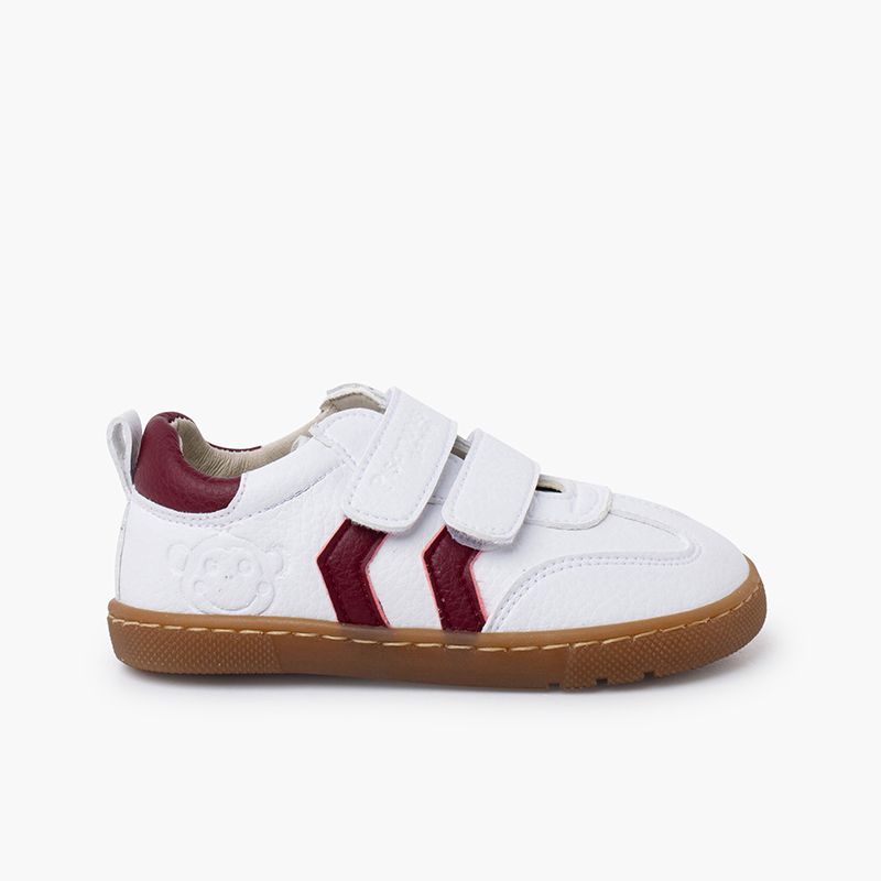 Sneakers bianche barefoot bambini bande laterali
