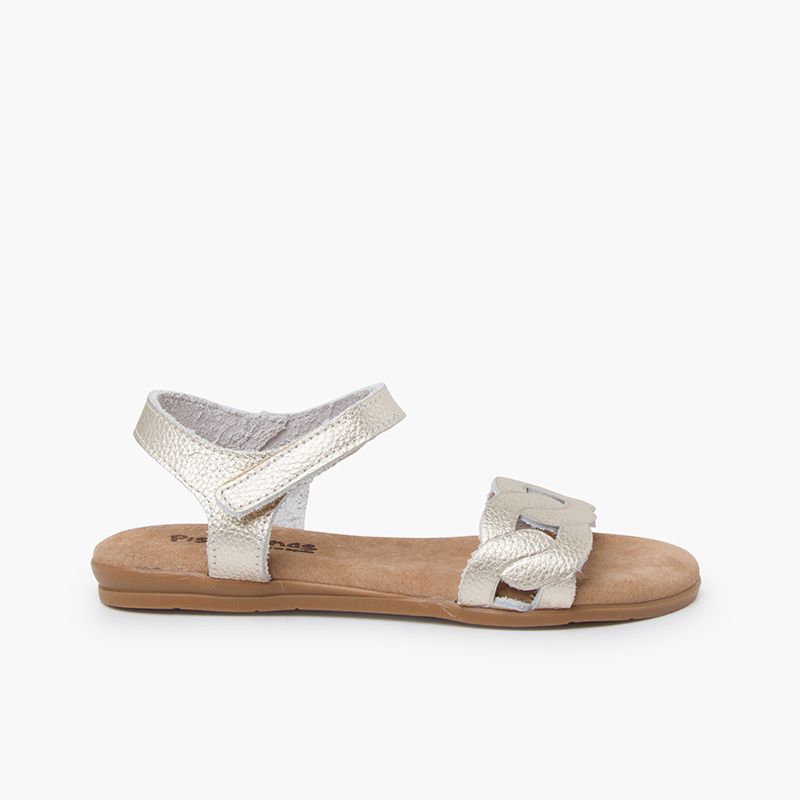 Sandali pelle dettaglio catena cinturino a strappo