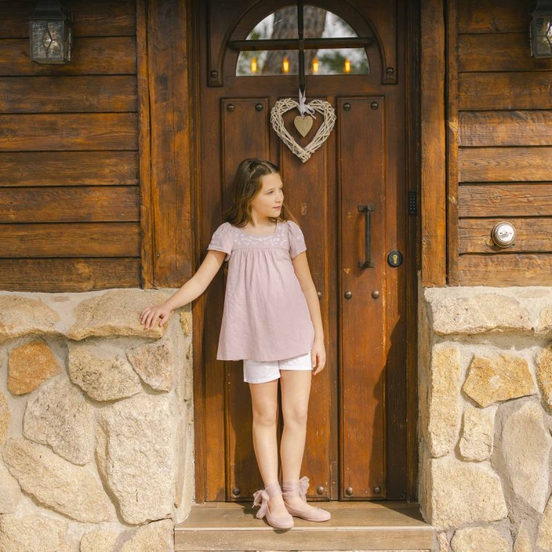Ballerine con cinturino lino fiocco tulle