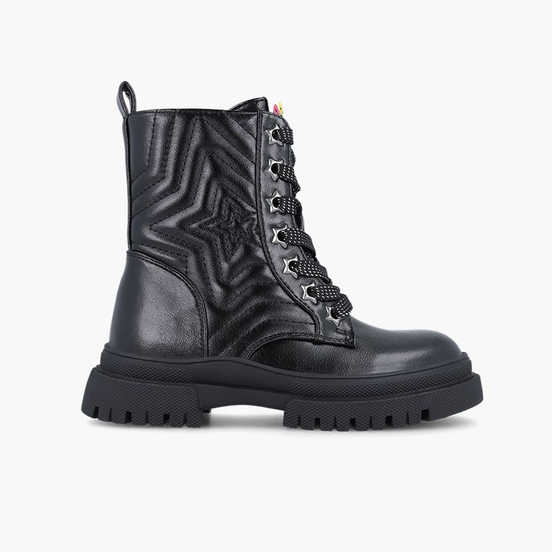Stivali militari stella lacci glitter