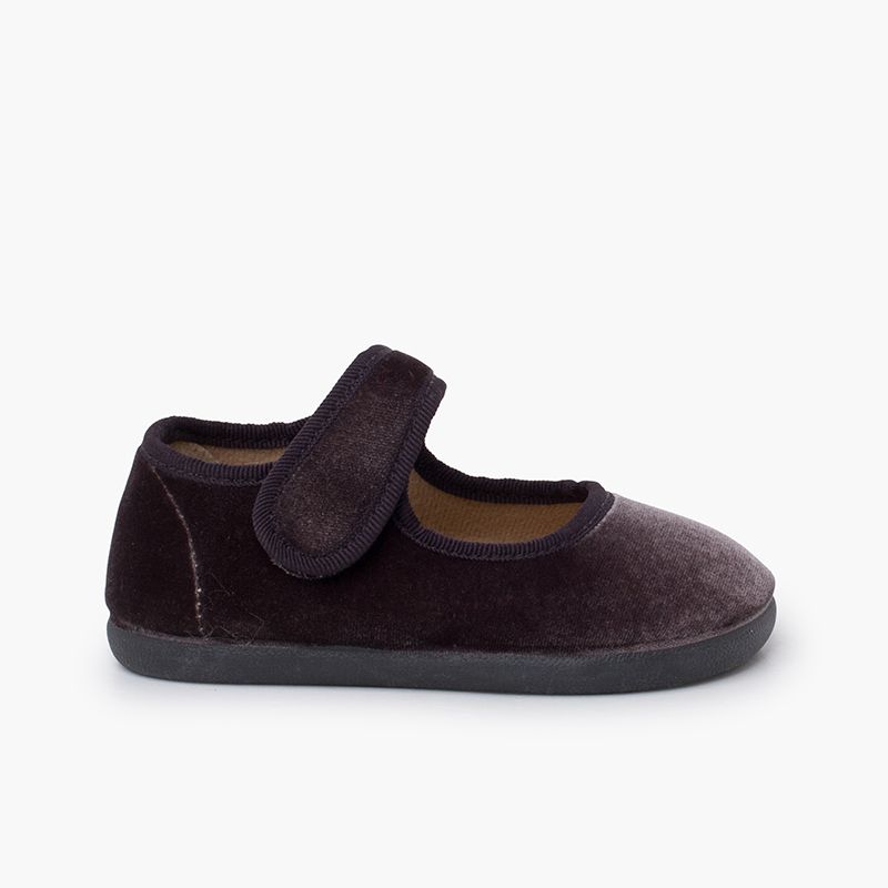 Ballerine barefoot velluto cinturino a strappo