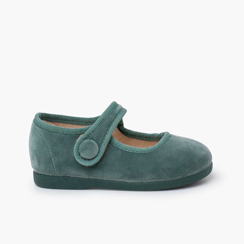 Ballerine con cinturino velvet chiusura a strappo bottone