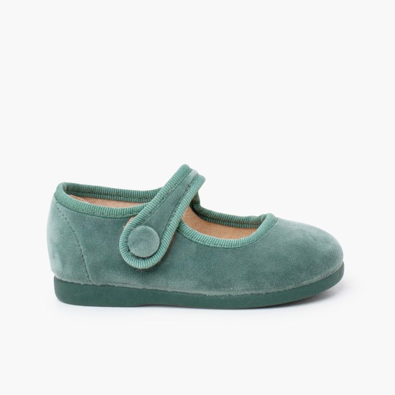 Ballerine con cinturino velvet chiusura a strappo bottone
