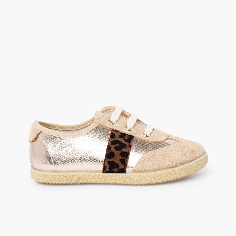 Sneakers bambina lacci dettagli metallizzati