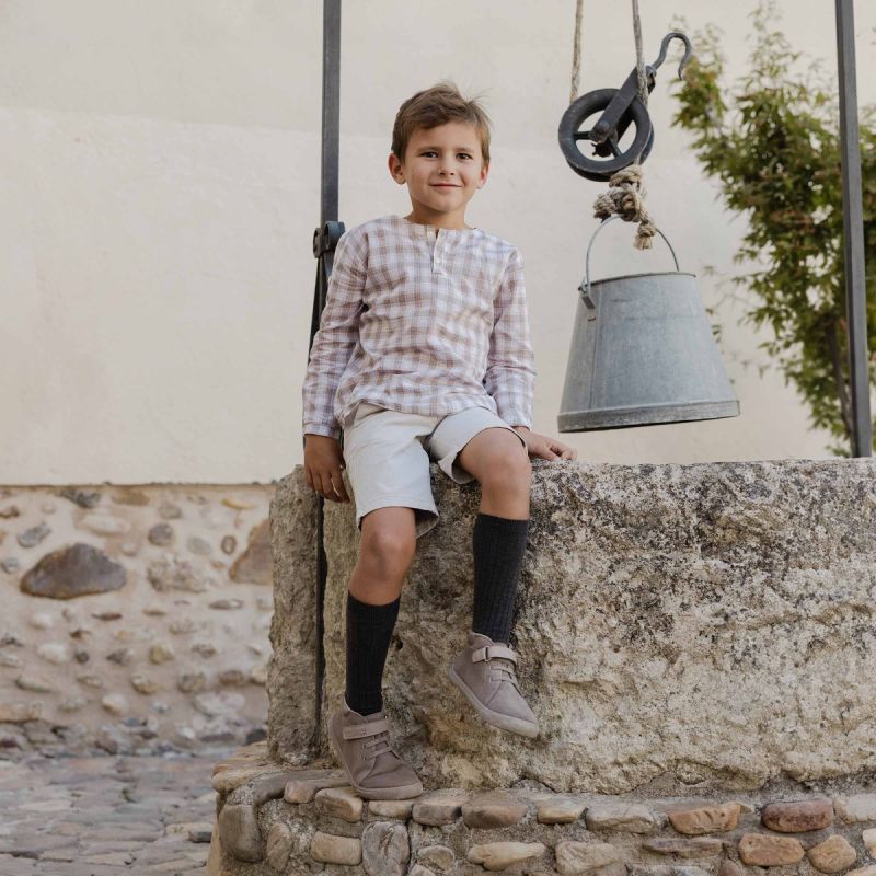 Stivaletti barefoot pelle scamosciata cinturino pelle e lacci