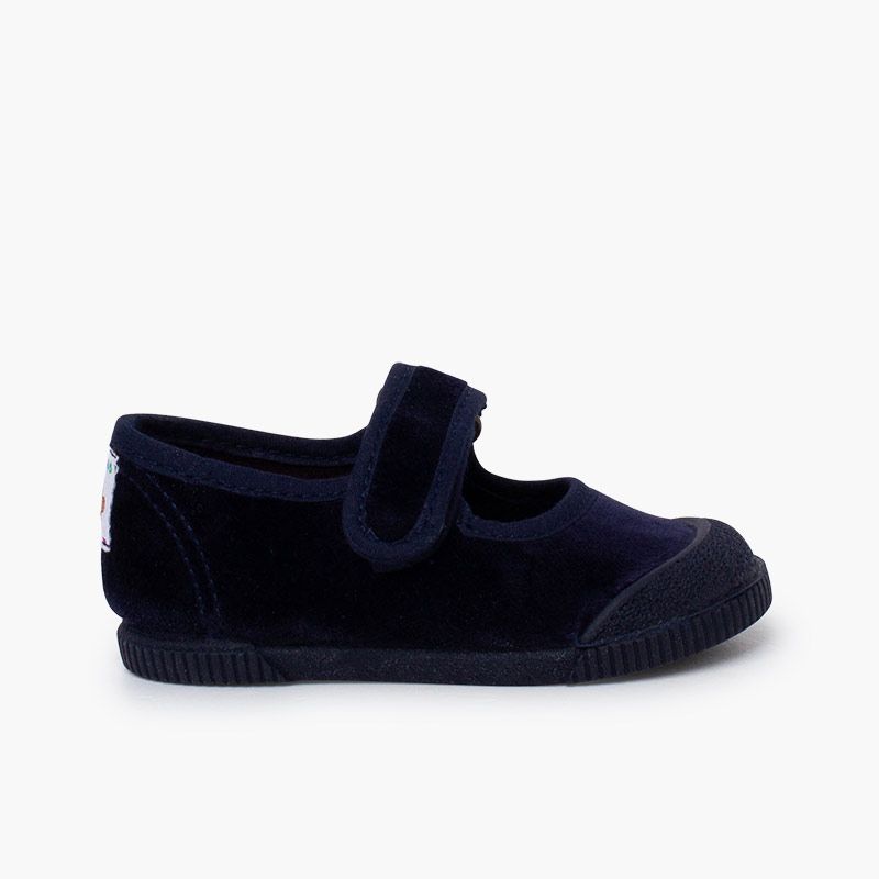 Ballerine con cinturino barefoot velluto punta gomma