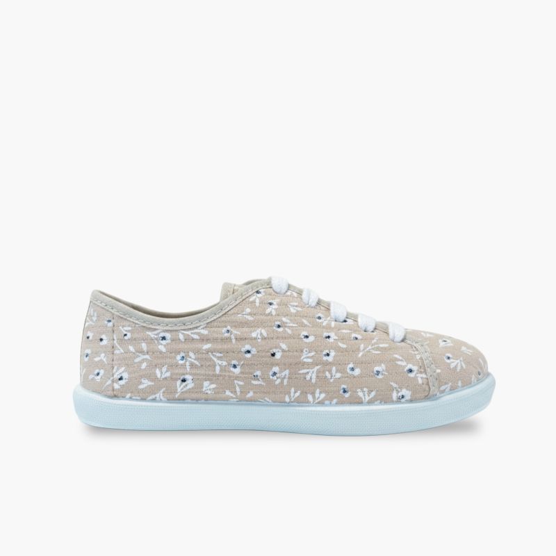 Sneakers lacci bambina fiori