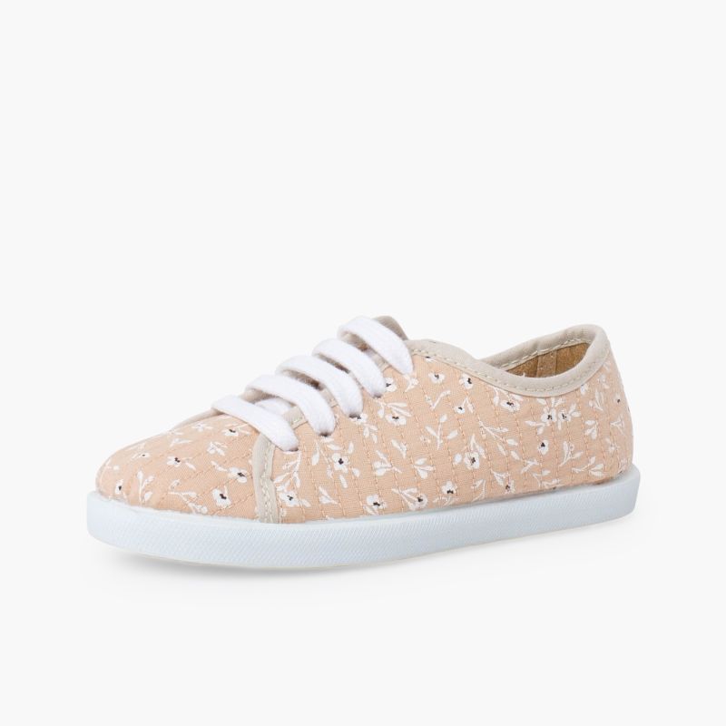 Sneakers lacci bambina fiori