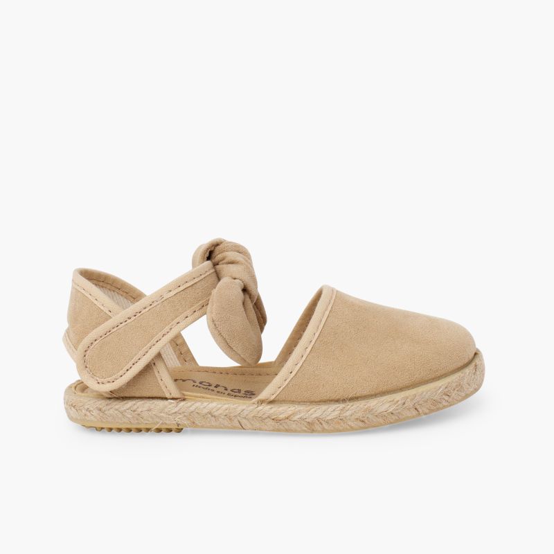 Espadrillas bambina fiocco effetto camoscio